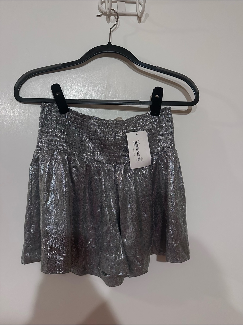 High-Waist Shimmery Silver Women’s Shorts